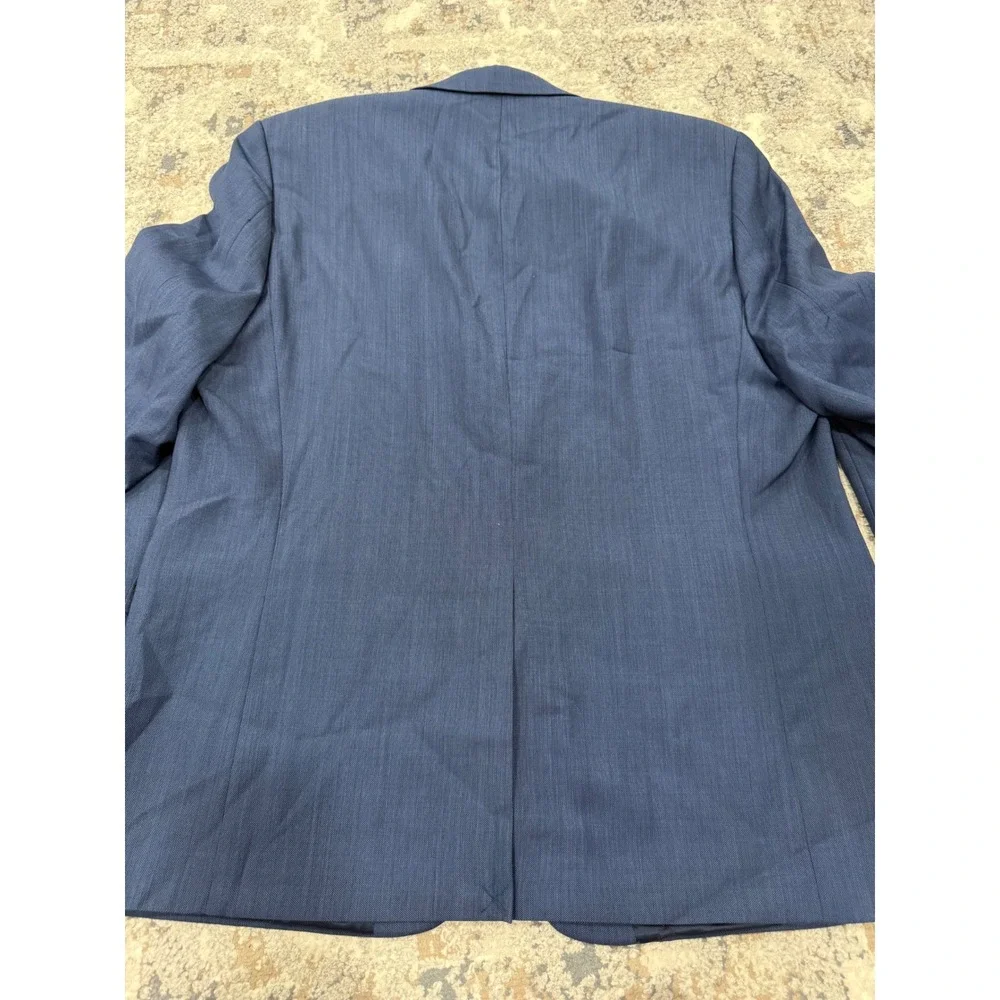 Lauren Ralph Lauren Mens 46L Blue Sharkskin Wool Blend Blazer Sport Coat 46 Long